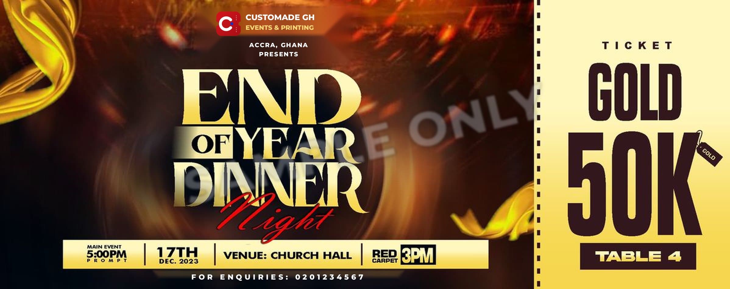 Sample event ticket design