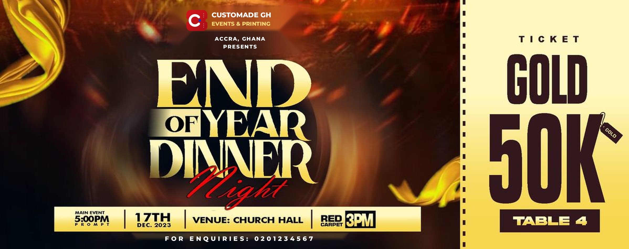 Sample event ticket design