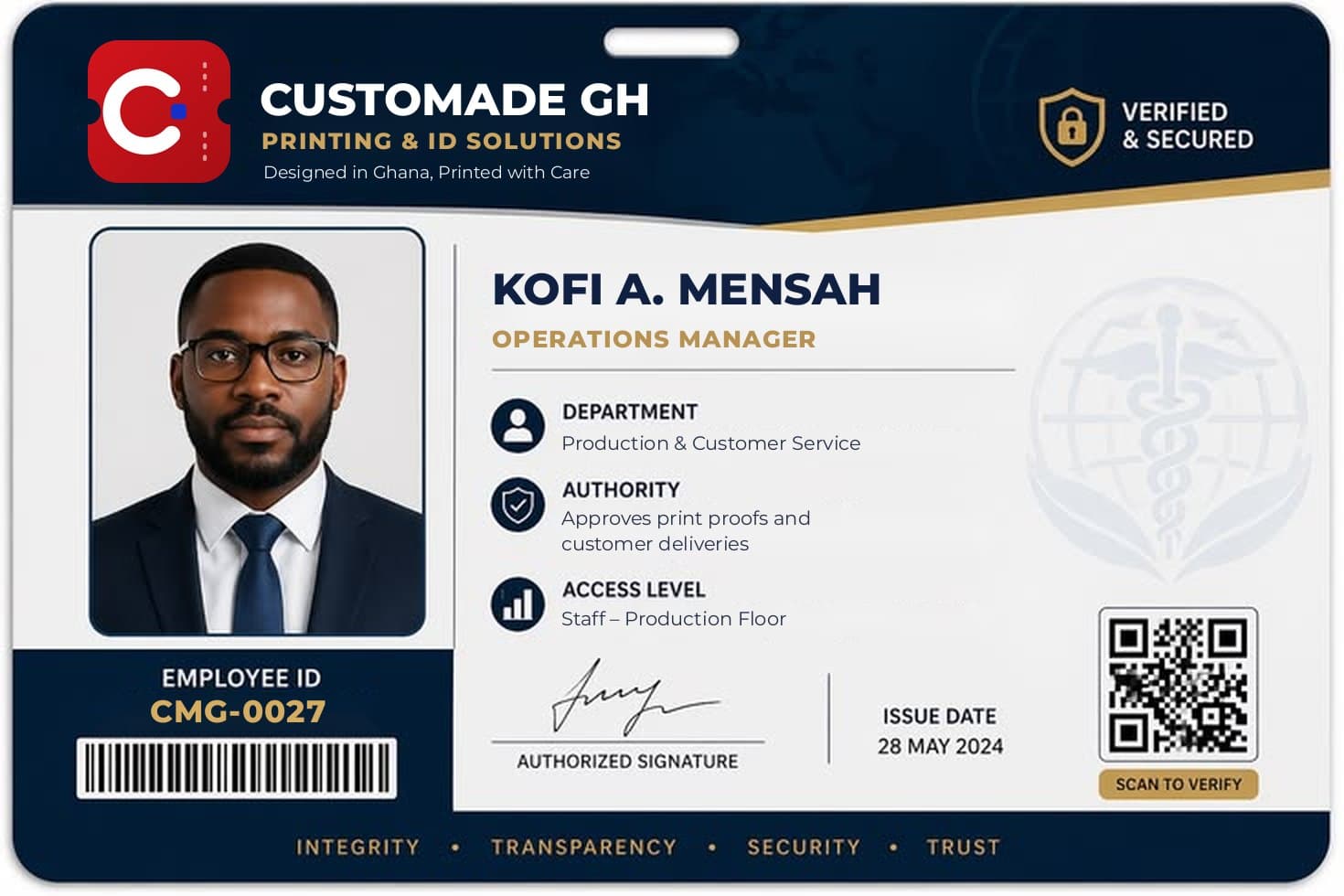 Sample staff ID card design