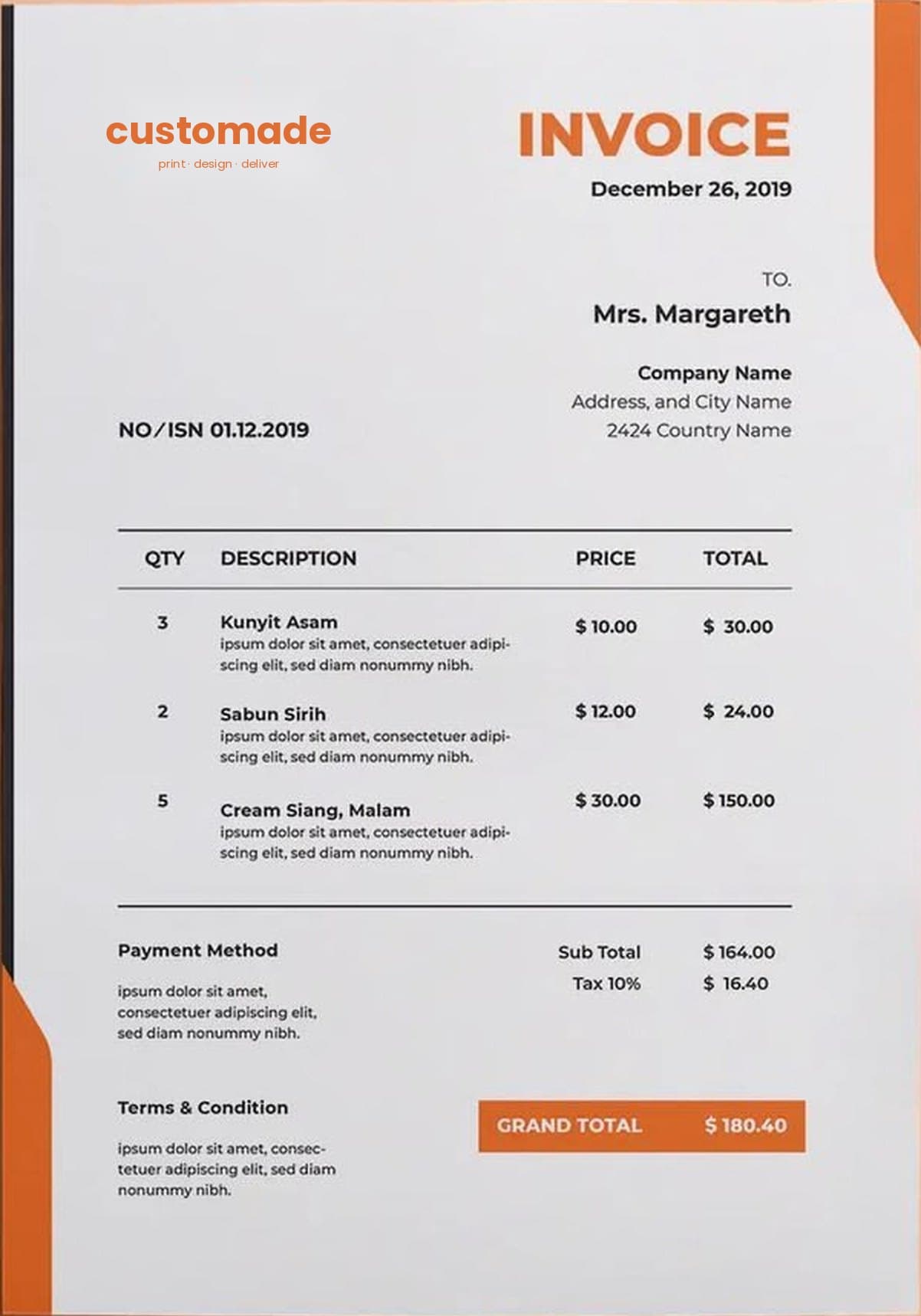 Sample invoice design