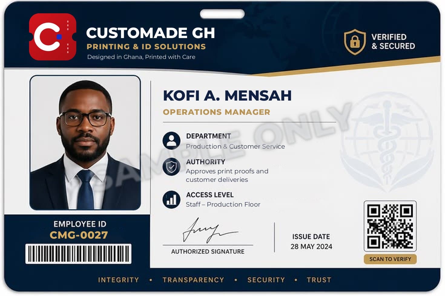 Sample staff ID card design