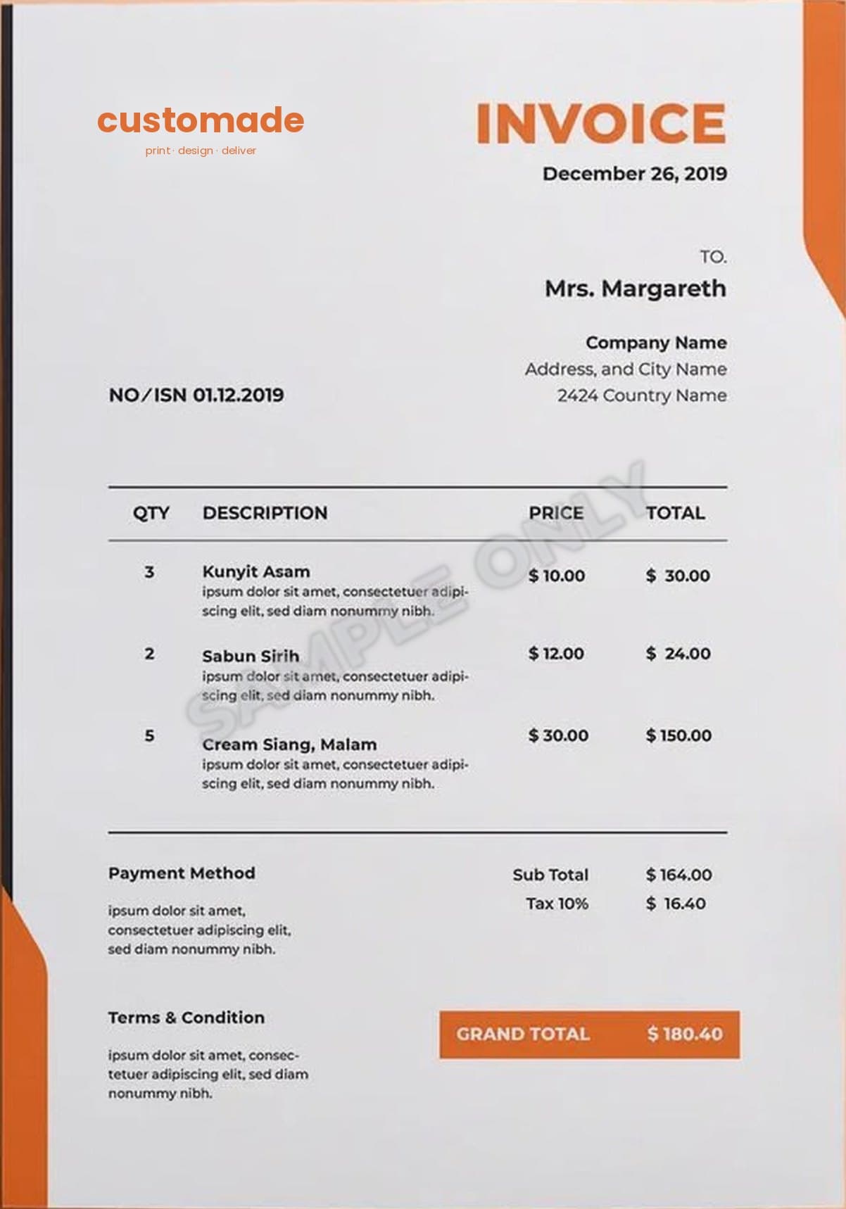 Sample invoice design